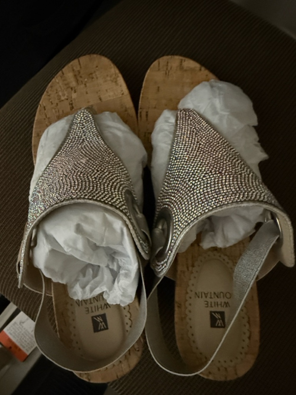 White Mountain Silver Rhinestone Slingback Sandals